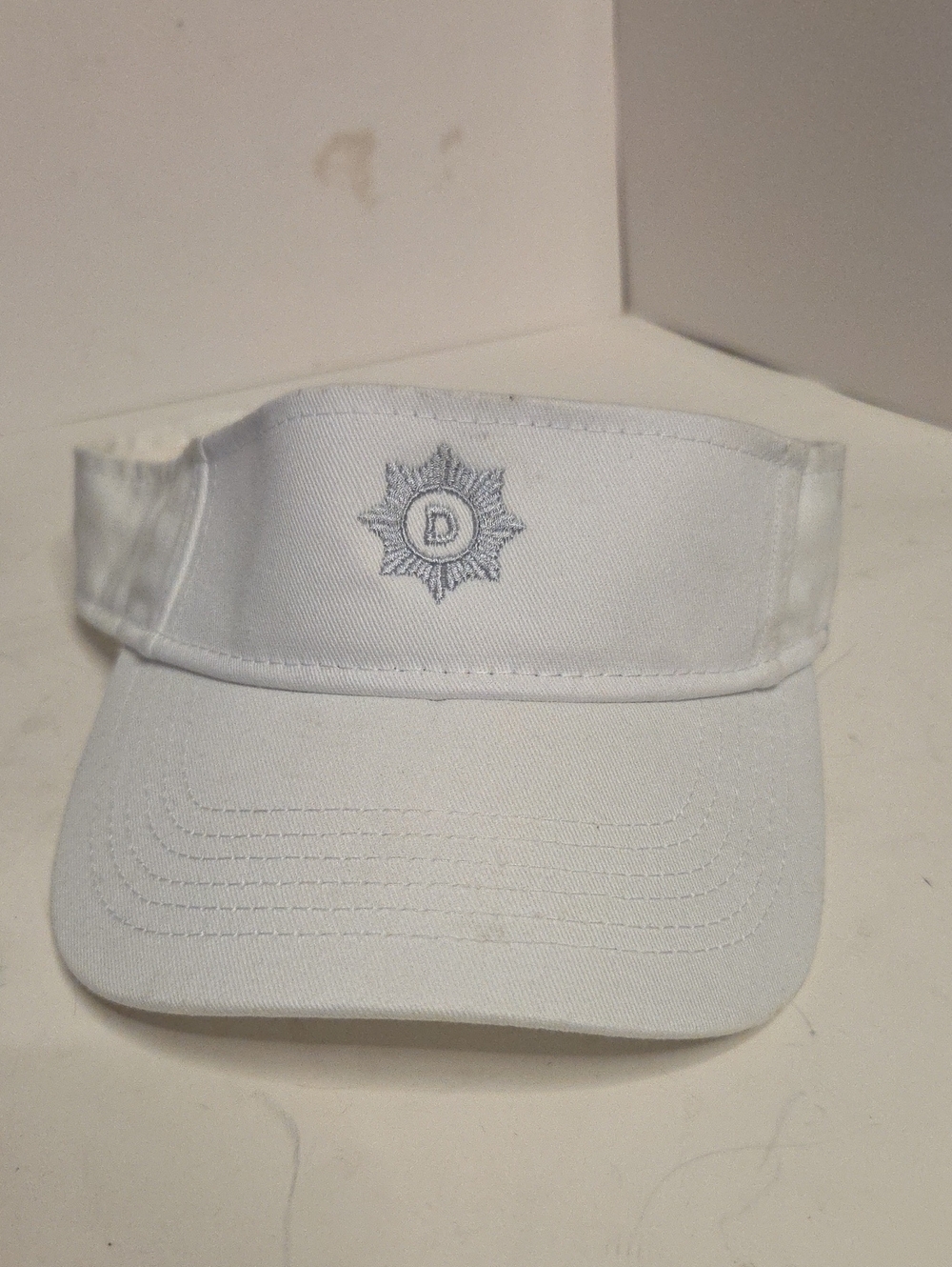 White Embroidered Sunburst Visor Hat - Big Brand 100 Cotton.
